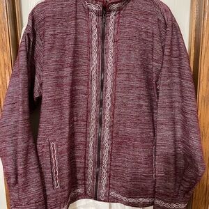100% Cotton Marled Burgundy Knit Men’s Jacket- Made in Ethiopia size Large